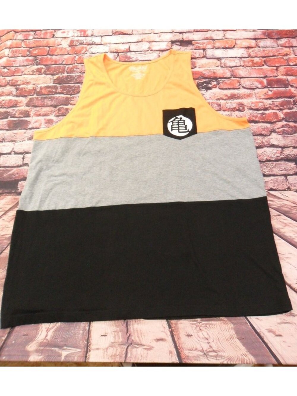 Dragon Ball Z Goku Kame Men's 3XL Pocket Tank Top Orange/Gray/Black Sleeveless S